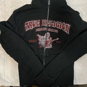 True Religion Black Hoodie with Red and White Label